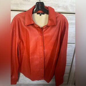7 For All Mankind Vibrant Orange Faux Leather Jacket